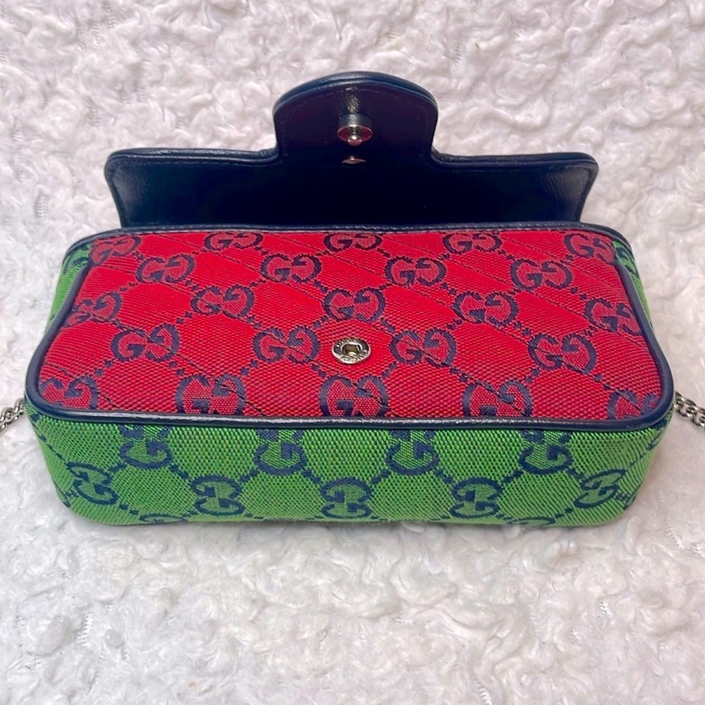 Gucci Guccissima GG Marmont Multicolor Colorblock Quilted Super Mini Bag 476433 - Picture 13 of 17